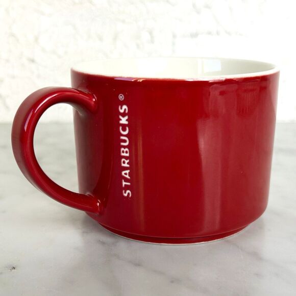 Starbucks Cranberry Red Embossed White Logo - 2014 Starbucks Coffee Cup 12 fl oz - Picture 1 of 7